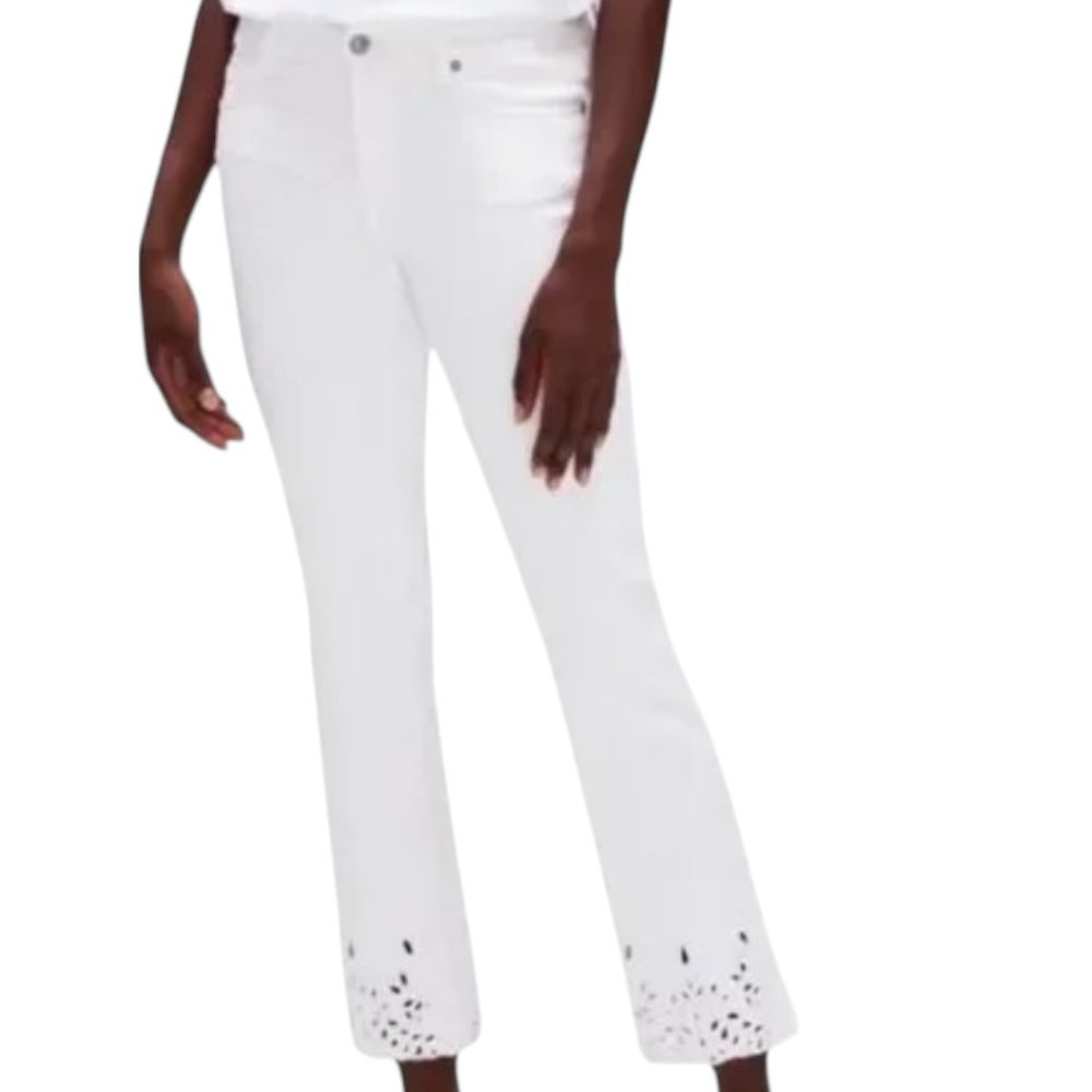 7 For All Mankind Emea Eyelet Hem Ankle Jeans White Shell Size 24